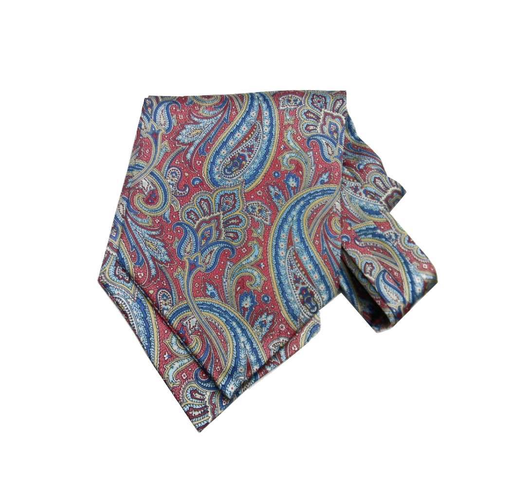 Foulard Homme Soie Imprimée Motifs Paisley Cachemire Ascot en Cashe Avec Italy - Imagen 9 de 14