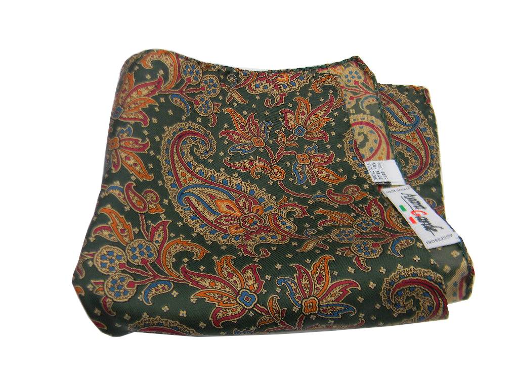 Fazzoletto da taschino uomo blu beige bordeaux seta di cashmere pochette paisley - Picture 12 of 12