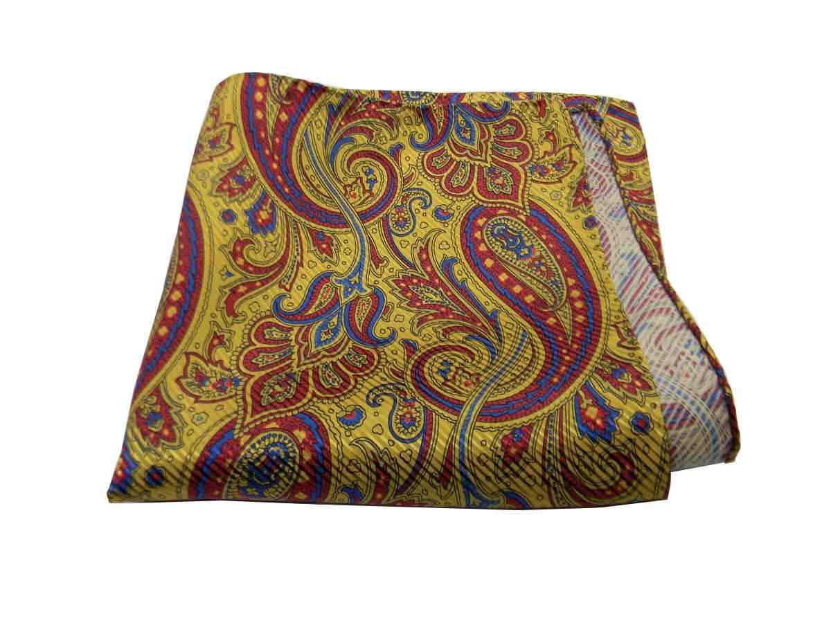 FAZZOLETTO DA TASCHINO UOMO POCHETTE UOMO HANDKERCHIEF STAMPA CASHMERE PAISLEY - Picture 10 of 17