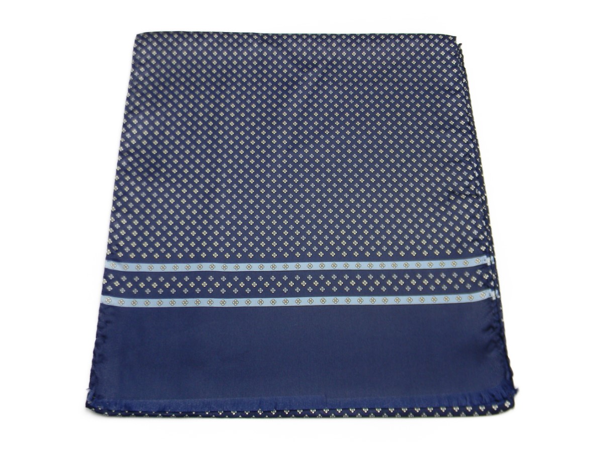 Eleganter Herren SEIDENSCHAL BLAU-GELB mit hellgelben Mustern Made ITALY - Bild 7 von 12