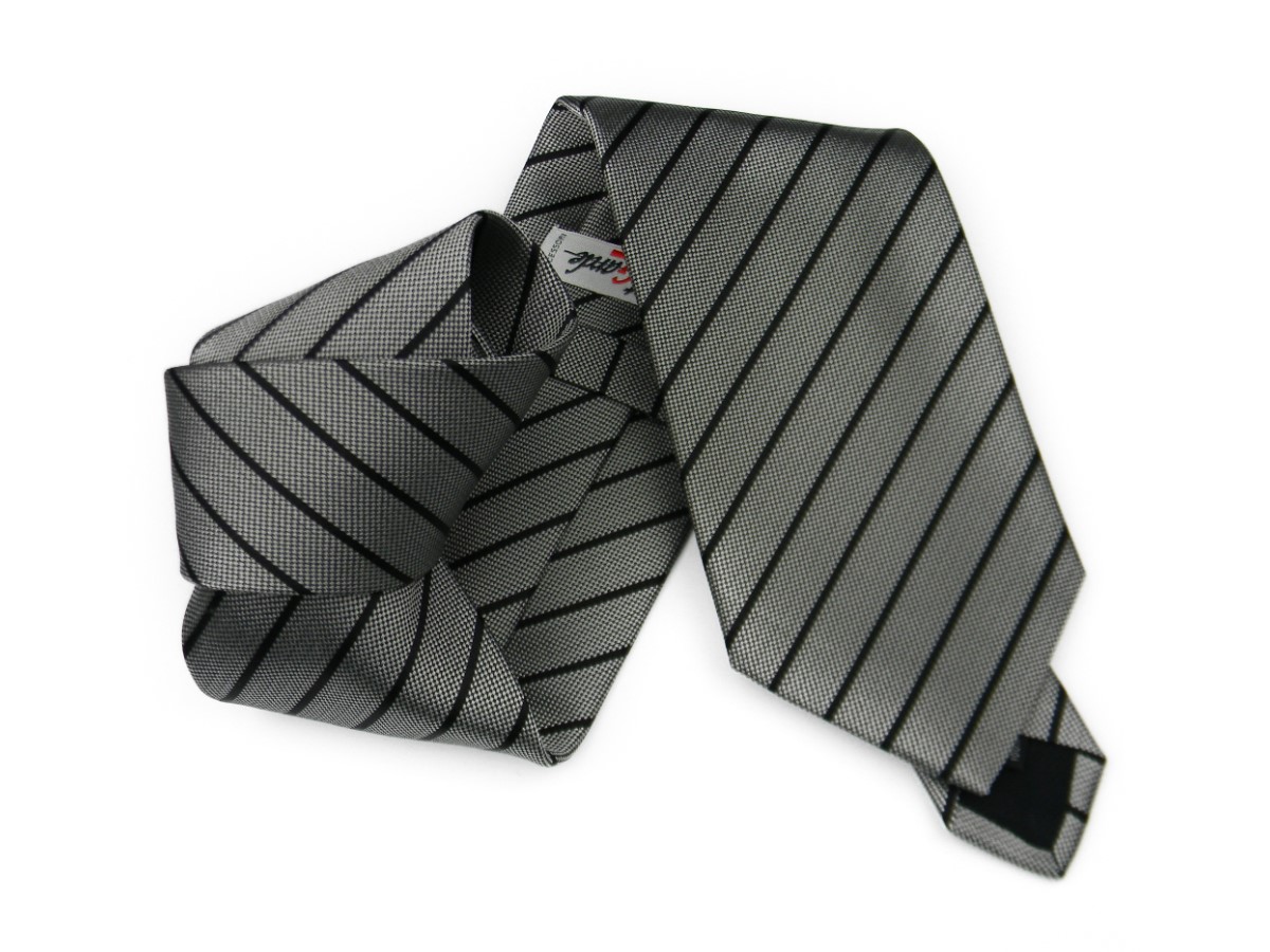 CRAVATTA elegante UOMO A RIGHE SETA SILK grigio necktie striped cerimonia ITALY - Imagen 13 de 13