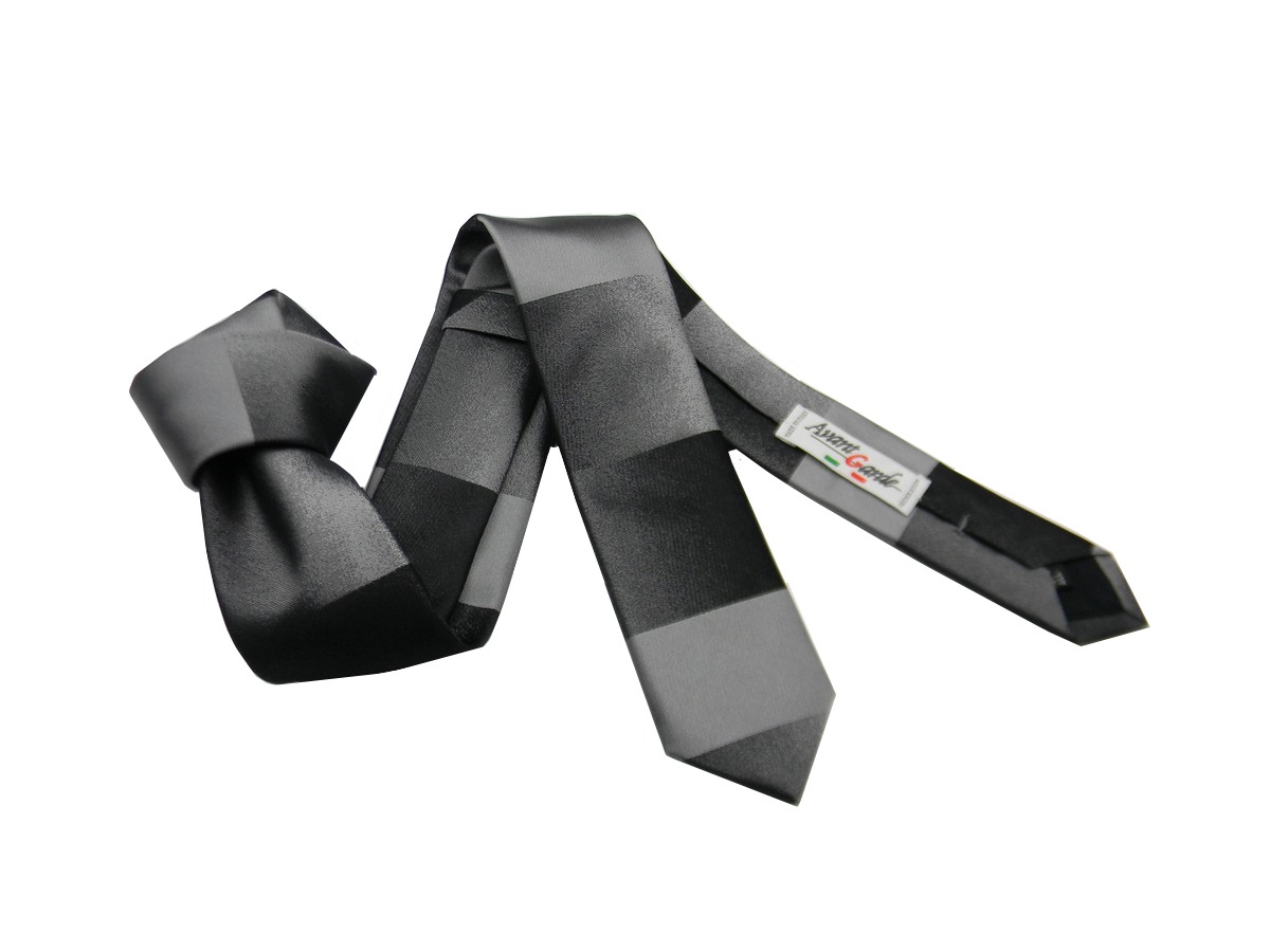 Bellissimo cravattino stretto skinny tie made in italy grigio fantasia piazzata - Imagen 2 de 2