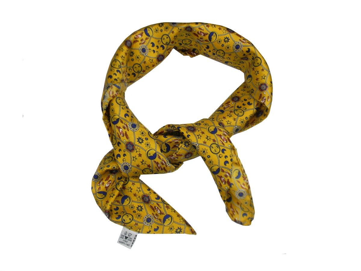 Foulard Homme De Soie Imprimée Mouchoir De Cou Jaune Ocre Beige Cashe Avec - Imagen 9 de 9