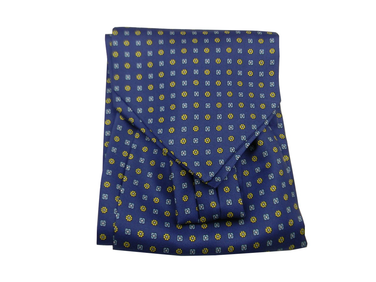 Foulard uomo di seta ascot cashe blu fantasia disegni gialli rossi verdi azzurri - Foto 15 di 18