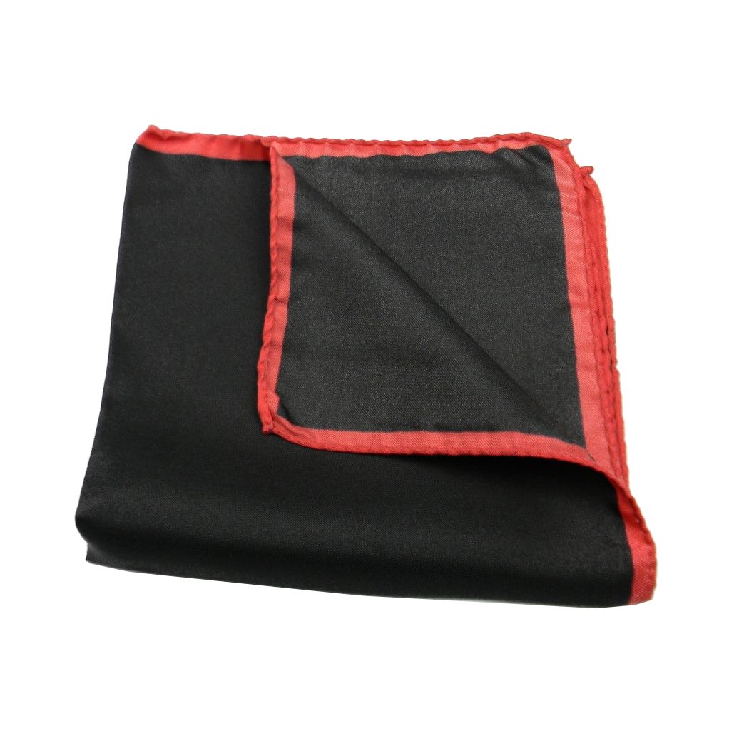 Pochette in seta da uomo fazzoletto da taschino nero moro con bordi multicolor - Imagen 12 de 16
