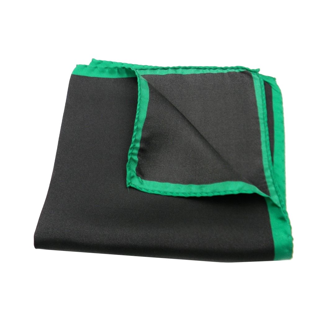 Pochette in seta da uomo fazzoletto da taschino nero moro con bordi multicolor - Imagen 9 de 16