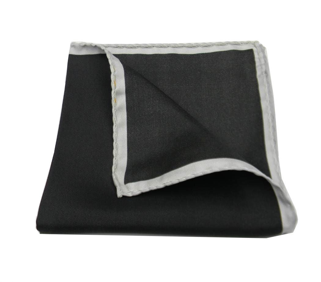 Pochette in seta da uomo fazzoletto da taschino nero moro con bordi multicolor - Imagen 11 de 16