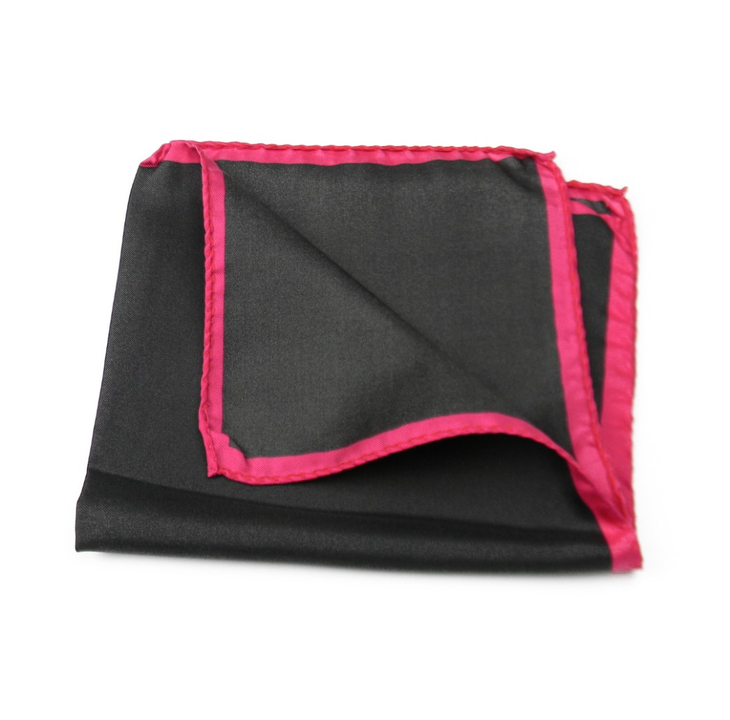 Pochette in seta da uomo fazzoletto da taschino nero moro con bordi multicolor - Imagen 16 de 16