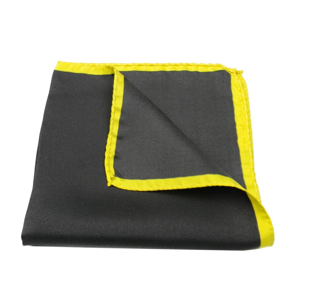 Pochette in seta da uomo fazzoletto da taschino nero moro con bordi multicolor - Imagen 14 de 16