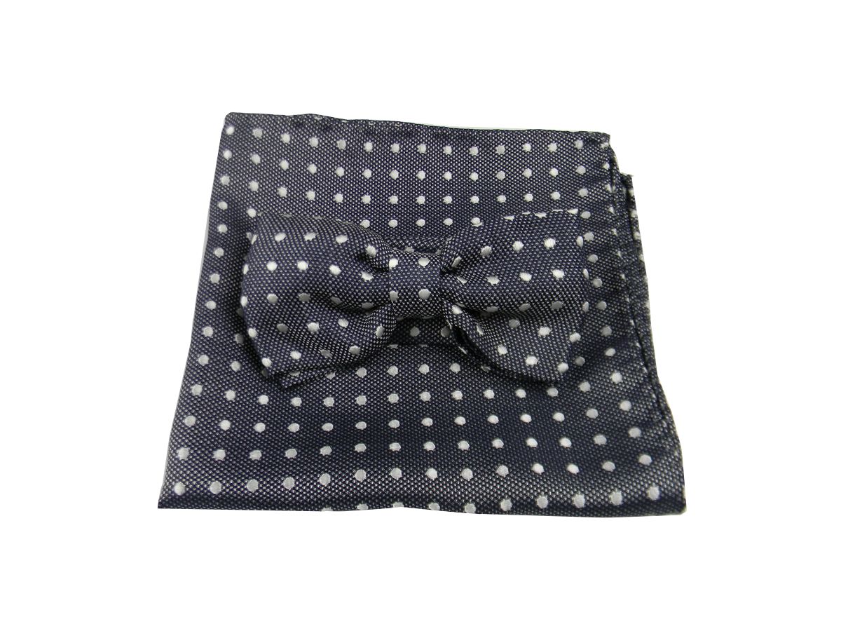 Papillon uomo a pois completo fazzoletto di seta top quality tutti i colori - Imagen 10 de 12