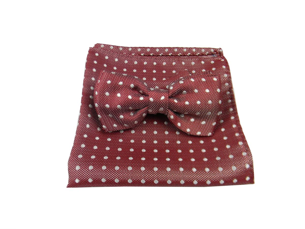 Papillon uomo a pois completo fazzoletto di seta top quality tutti i colori - Imagen 12 de 12
