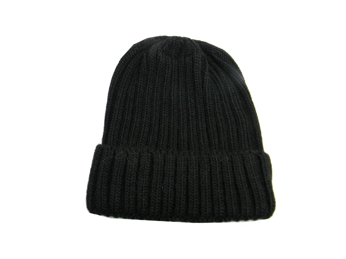 Berretto nero uomo donna cuffia nera costina fine capello misto lana made  italy | eBay