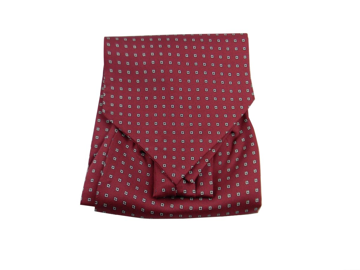 Ascot di seta stampata made in italy rosso bordeaux e vino splendidi cashe col - Imagen 15 de 16