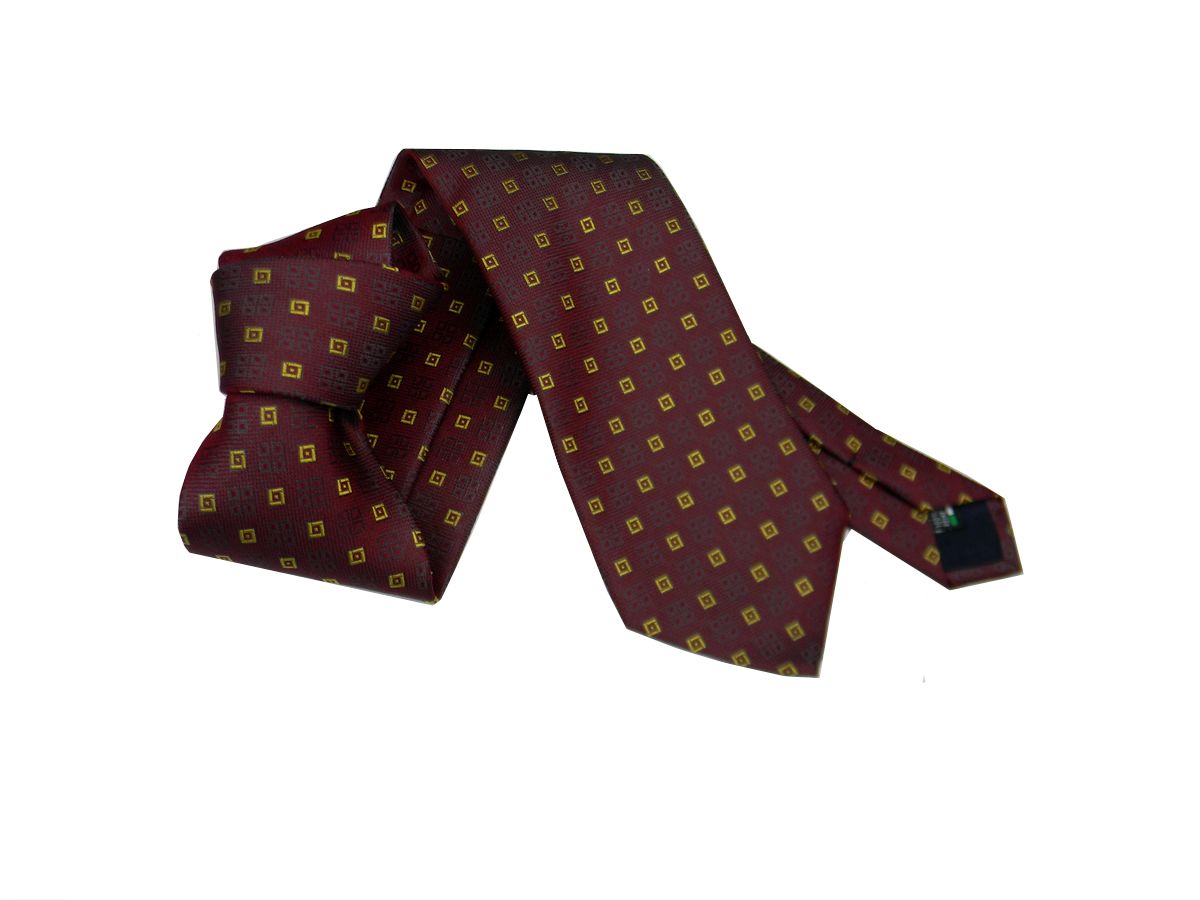 Cravatta bordeaux rosso seta handmade in italy microdisegno unita spina pesce - Picture 12 of 12