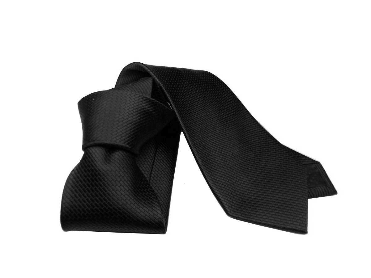 Cravatta nera jaquard di seta trama lucida - Picture 2 of 2