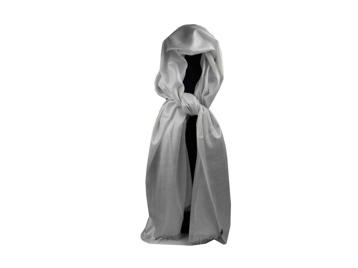Stola donna grigio perla e argento stola lurex argentata stole coprispalle - Foto 6 di 8