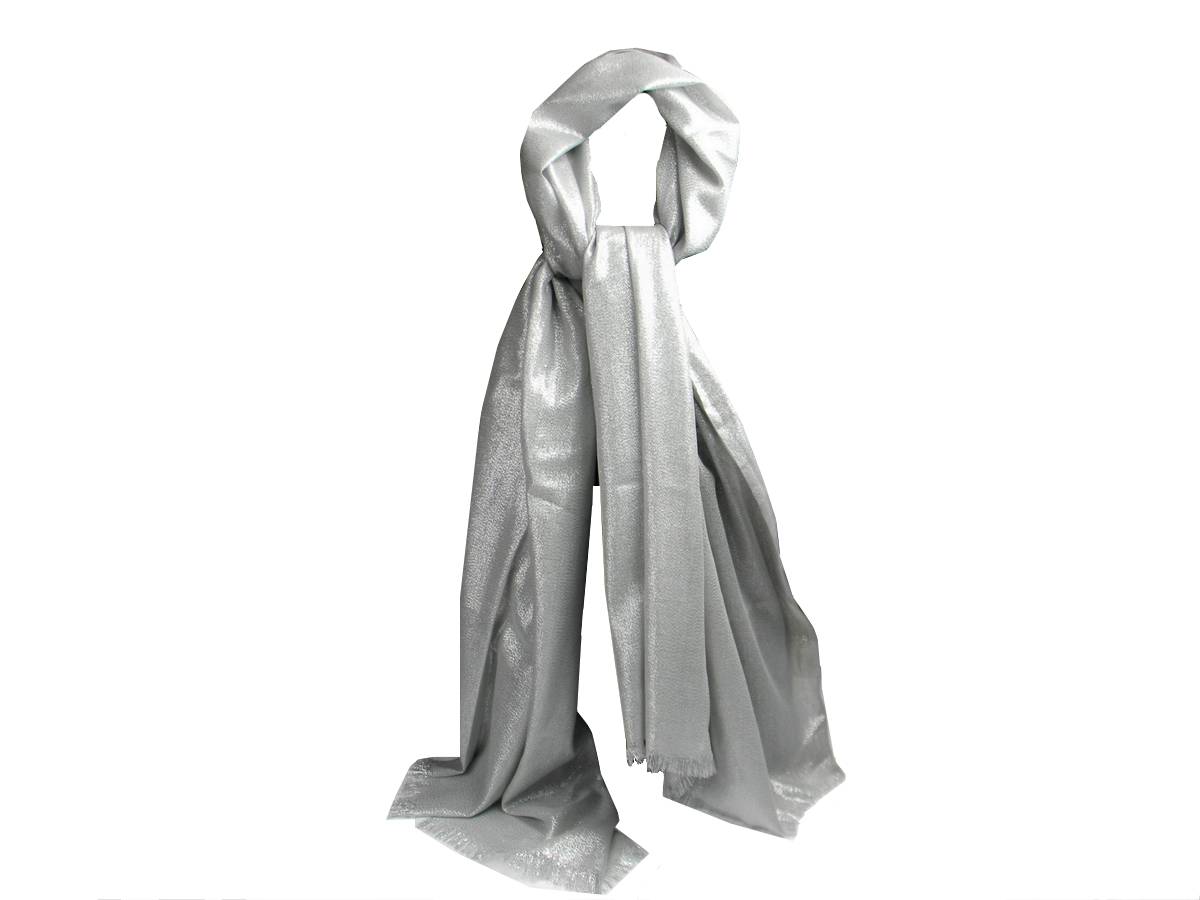 Stola donna grigio perla e argento stola lurex argentata stole coprispalle - Foto 7 di 8