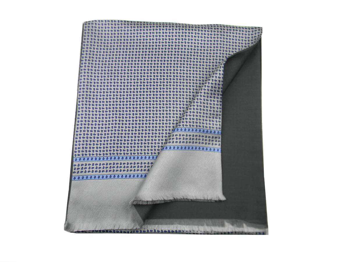 Écharpe Laine Soie Homme Gris Silke Laine Double Foulards Élégant Made IN Italy - Picture 9 of 9