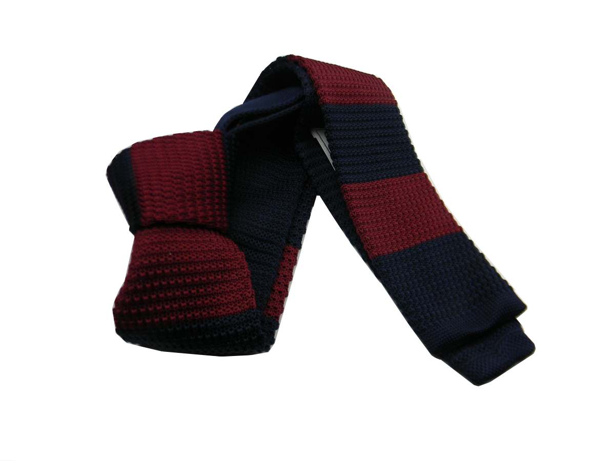 CRAVATTA IN MAGLIA BLU A RIGHE BIANCHE ROSSE cravatte VARIE blue tricot righette - Imagen 11 de 11