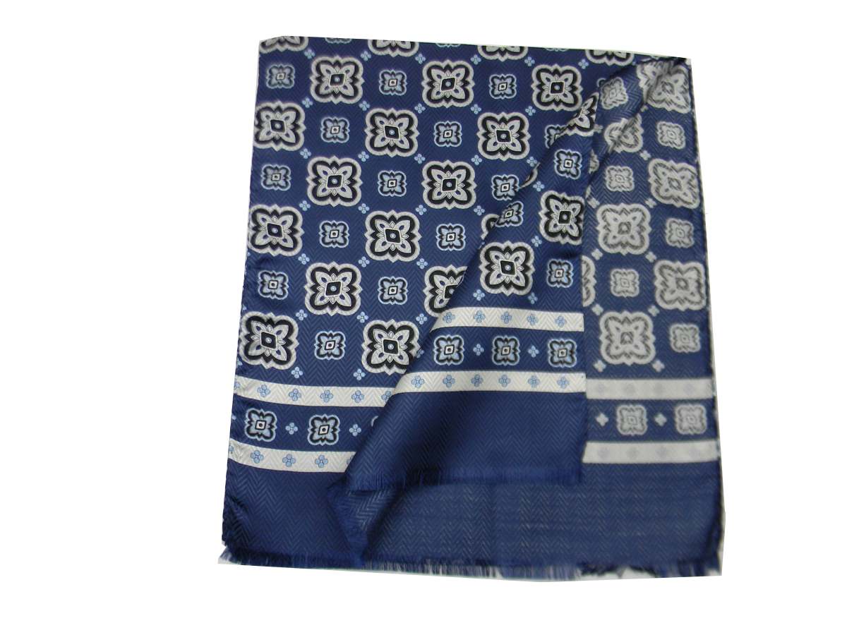 Eleganter Herren SEIDENSCHAL BLAU-GELB mit hellgelben Mustern Made ITALY - Bild 11 von 12