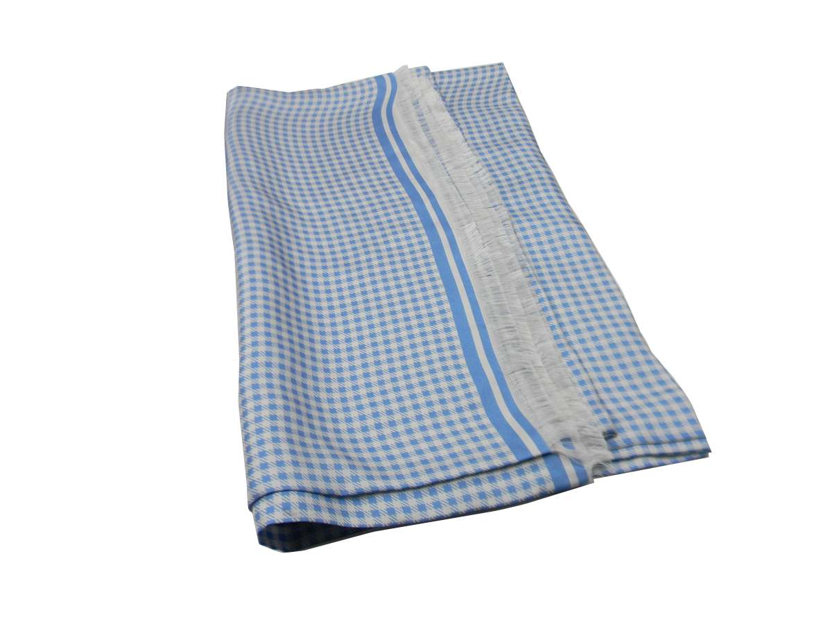 Sciarpa in seta stampata da uomo azzurra made italy azzurro carta zucchero silk - Foto 3 di 3