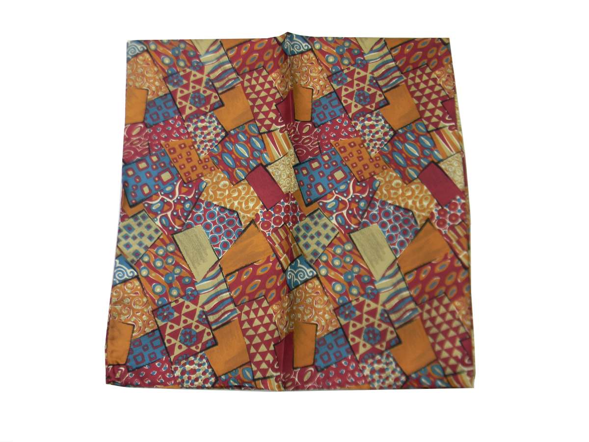 Fazzoletto da collo seta uomo marrone beige azzurro silk cashe col brown blue - Imagen 3 de 3