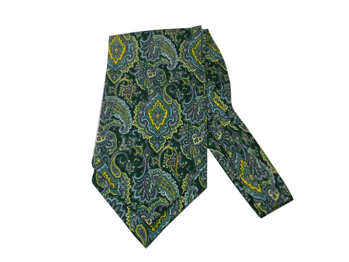 Foulard Homme Soie Imprimée Motifs Paisley Cachemire Ascot en Cashe Avec Italy - Imagen 13 de 14