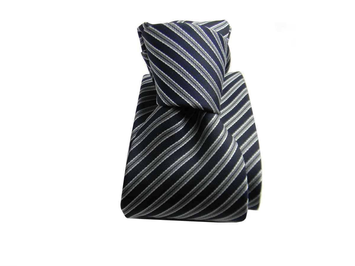 Cravatta nera e bianca a righe rigato nero bianco black and white uomo tie - Imagen 15 de 17