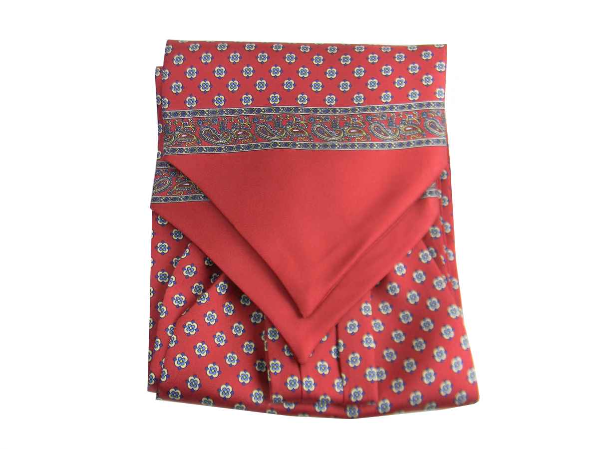 Ascot di seta stampata made in italy rosso bordeaux e vino splendidi cashe col - Imagen 13 de 16